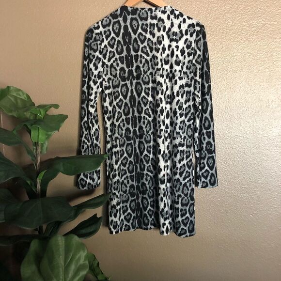 Black Leopard Button Down Long Sleeve Cardigan - Picture 3 of 7